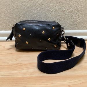Allsaints Black Studded Star Mazzy Convertible Belt Bag Or Crossbody
